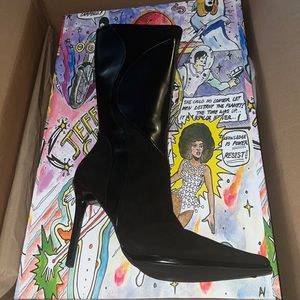 Jeffrey Campbell Sycllla Boots - Black Suede & Patent Leather
